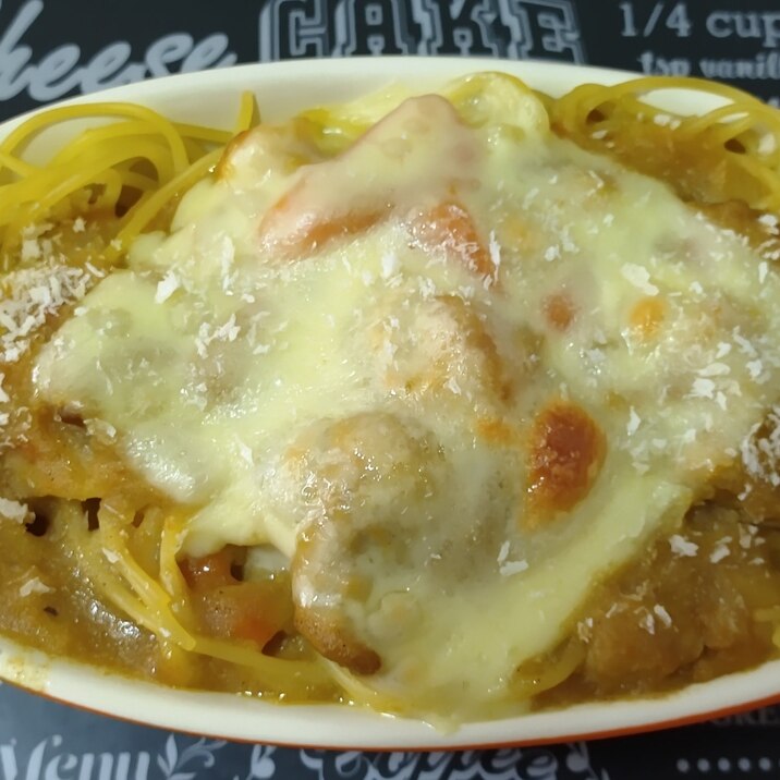 余ったホワイトカレーで!焼きパスタ